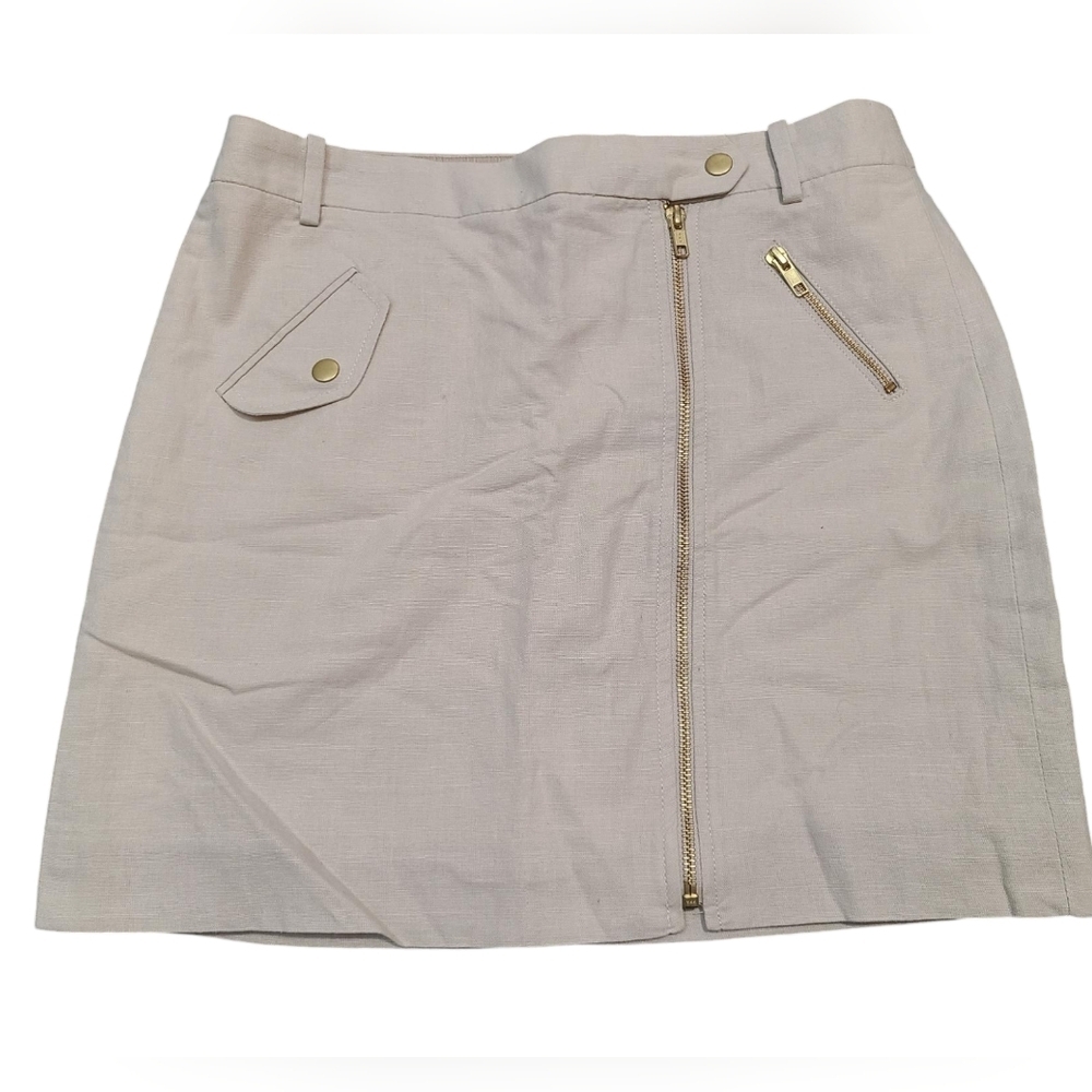 NEW J CREW zipper linen mini skirt S